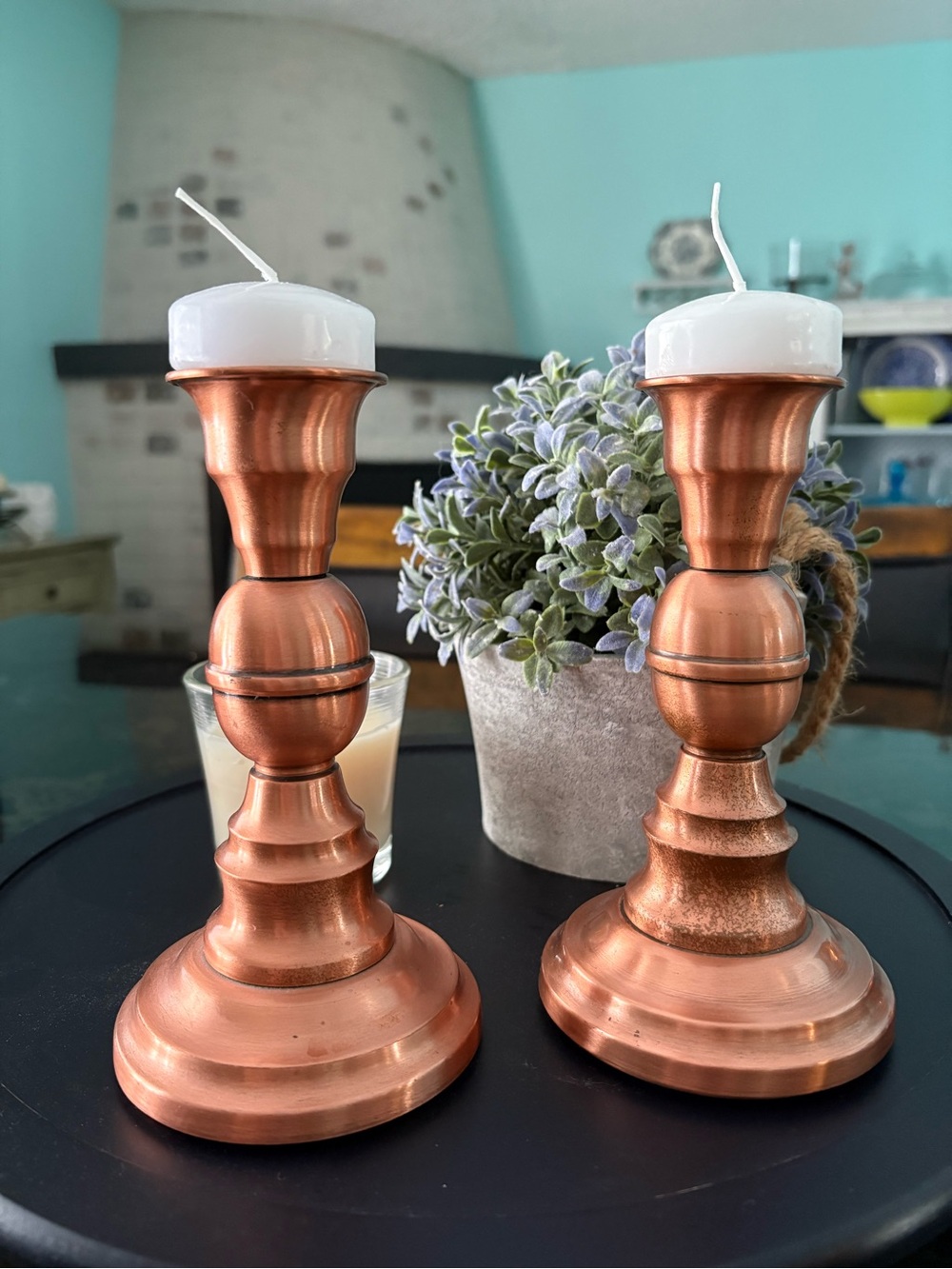 Pair Copper Candle Stick Holders Fantasy Copperware Ltd